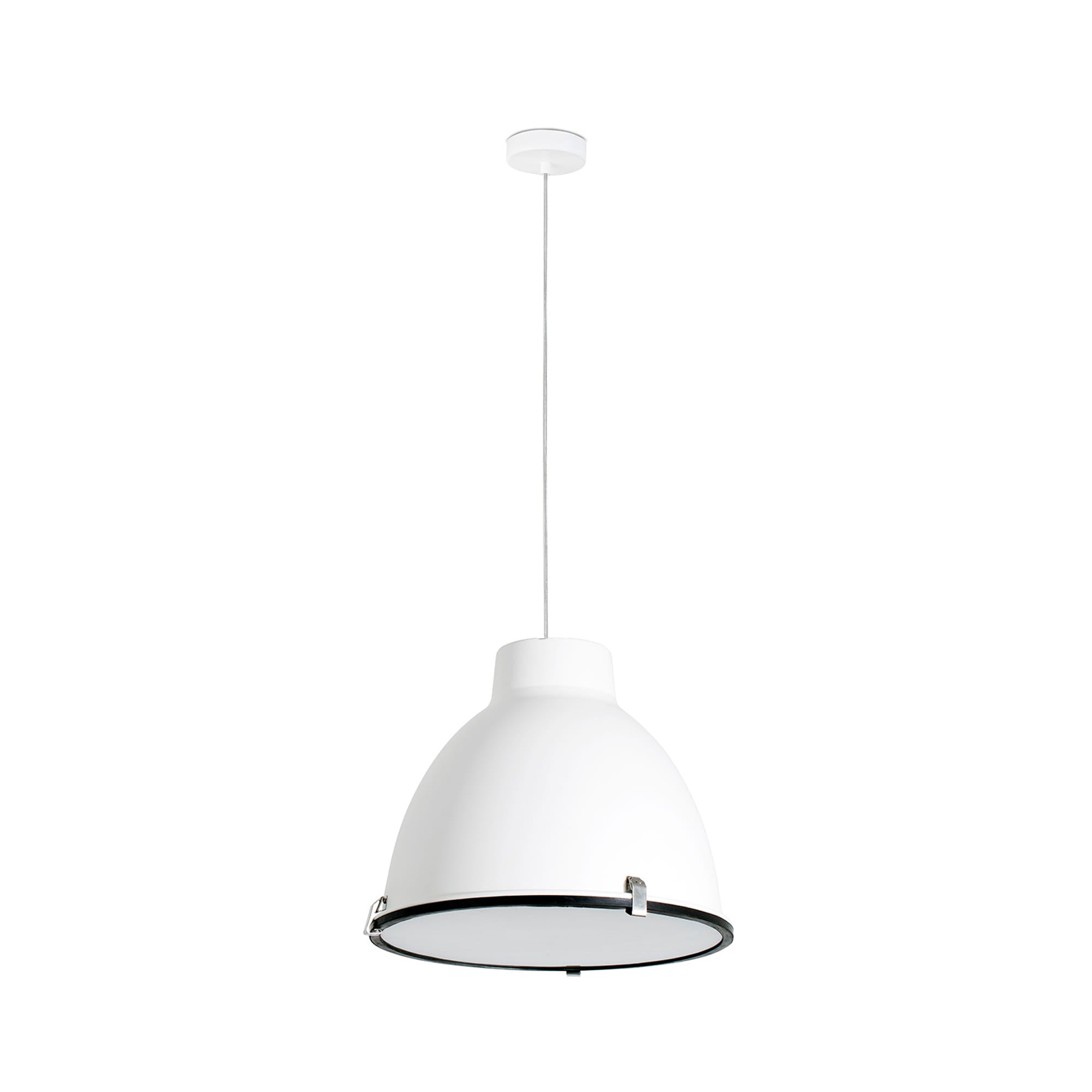 Lámpara colgante Charlotte blanca de FARO modelo 68563, diseño industrial moderno en acero y policarbonato para iluminación interior en cocina y comedor