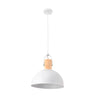Luminaria colgante Margot de FARO en blanco mate - 68564, diseño clásico de metal y madera para interior, iluminación suspensión LED E27 para hogar