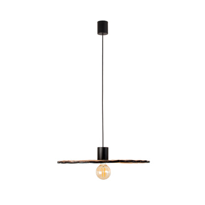 Lámpara colgante COSTAS 600 negra con ratán de FARO, diseño minimalista mediterráneo para iluminación LED interior, modelo 68590-69