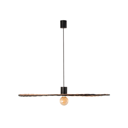 Lámpara colgante COSTAS 1000 de FARO en negro mate y ratán natural, luminaria suspendida estilo mediterráneo para iluminación interior del hogar, diseño Lluscà 68590-70