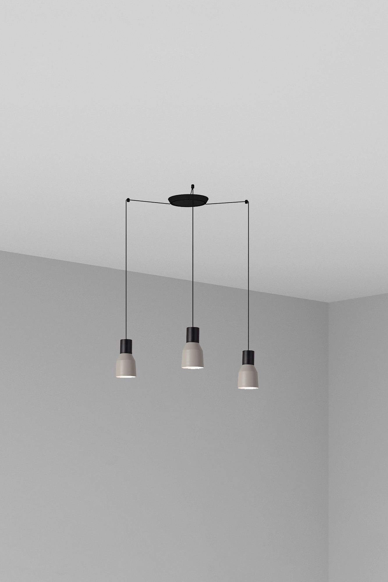 Lámpara colgante KOMBO 120 3L gris FARO 68591-3L, luminaria de suspensión en acero negro mate para iluminación LED en comedor interior