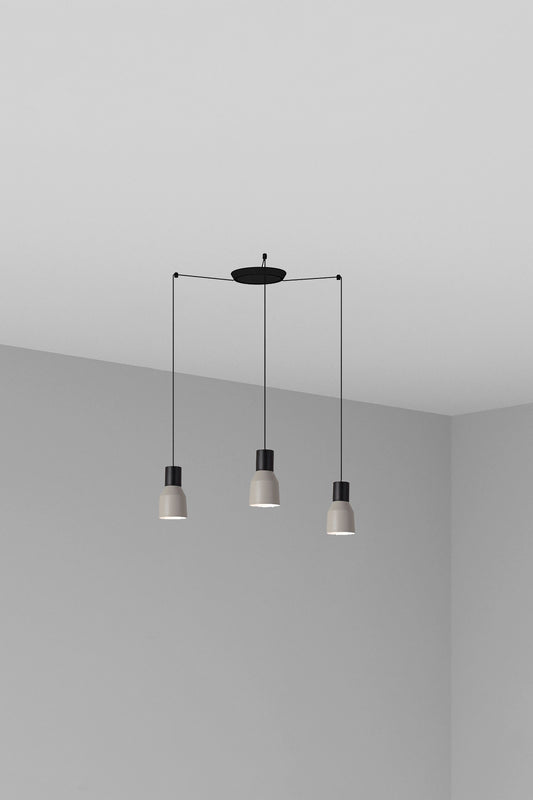 Lámpara colgante KOMBO 120 3L gris FARO 68591-3L, luminaria de suspensión en acero negro mate para iluminación LED en comedor interior