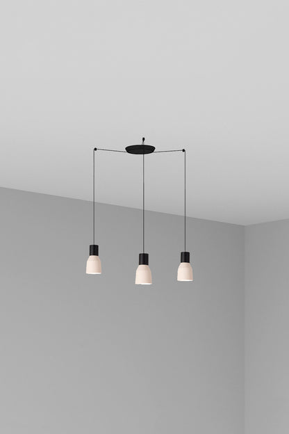 Lámpara colgante KOMBO 120 3L en beige de FARO (68592-3L), diseño geométrico de acero con negro mate, suspensión interior para 3 luces, Nutcreatives