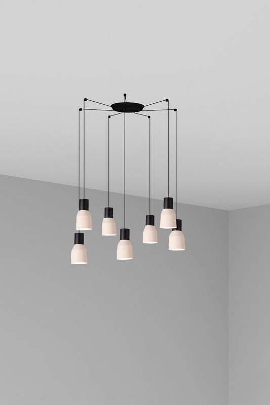 Lámpara colgante KOMBO 120 7L beige de FARO, modelo 68592-7L, diseño moderno en acero para iluminación interior del hogar.
