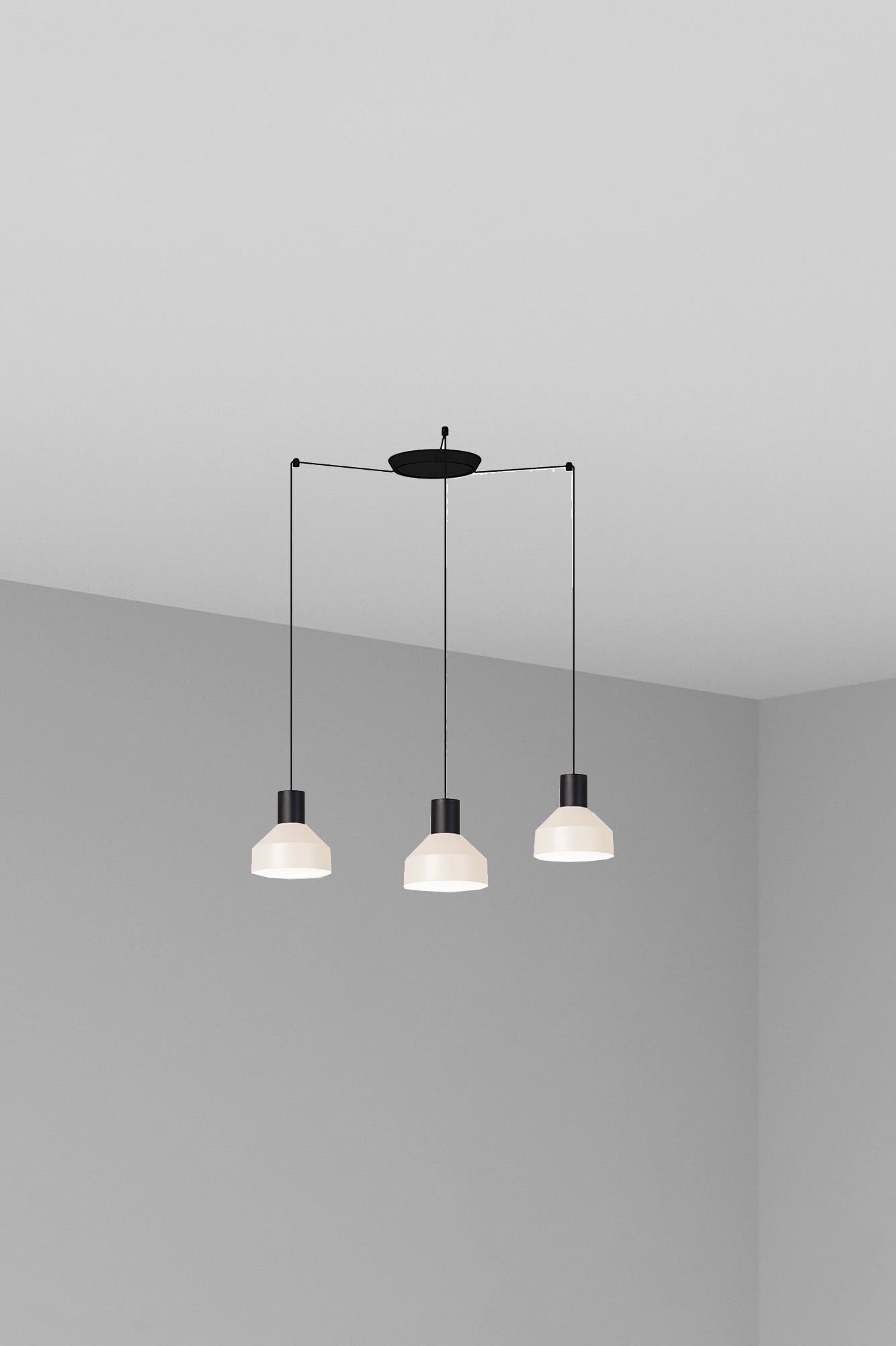 Lámpara colgante KOMBO 200 3L beige FARO 68594-3L, diseño moderno de acero suspensión interior con 3 bombillas E27 LED