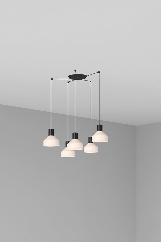 Lámpara colgante KOMBO 200 5L beige de FARO, diseño moderno en acero con 5 luces para iluminación interior, Nutcreatives 68594-5L