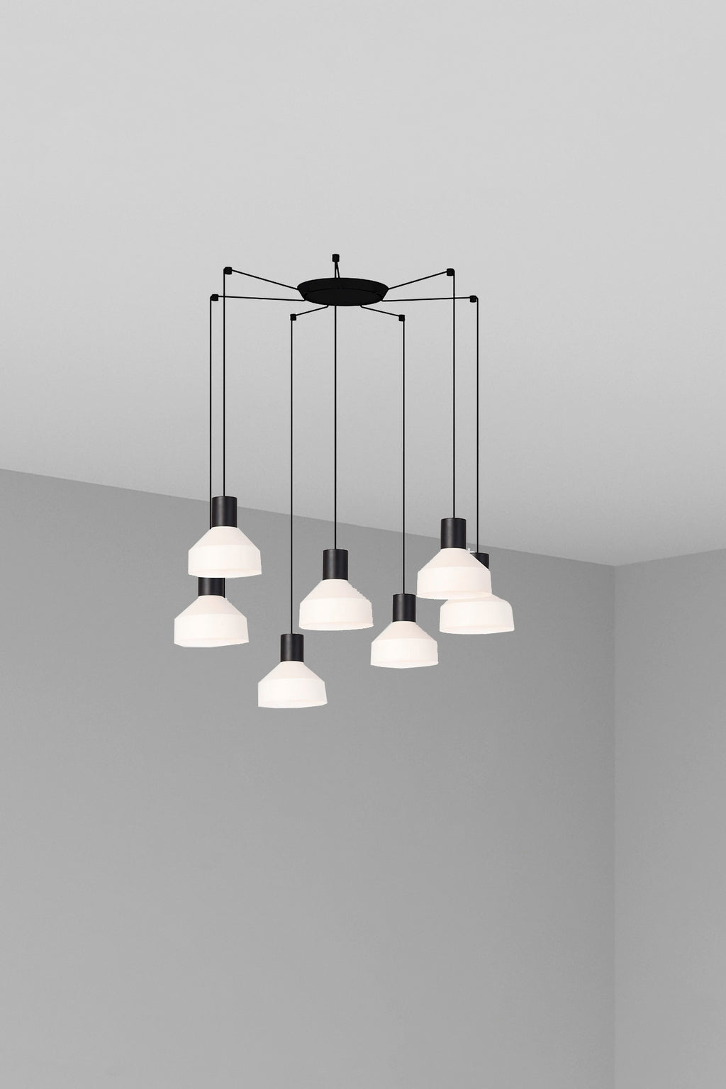 Lámpara colgante KOMBO 200 7L beige FARO modelo 68594-7L, diseño moderno de metal y acero para iluminación interior LED en hogar contemporáneo