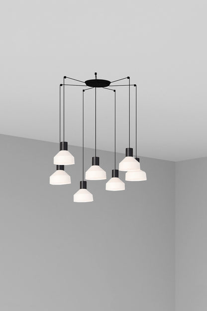 Lámpara colgante KOMBO 200 7L beige FARO modelo 68594-7L, diseño moderno de metal y acero para iluminación interior LED en hogar contemporáneo