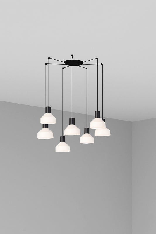 Lámpara colgante KOMBO 200 7L beige FARO modelo 68594-7L, diseño moderno de metal y acero para iluminación interior LED en hogar contemporáneo