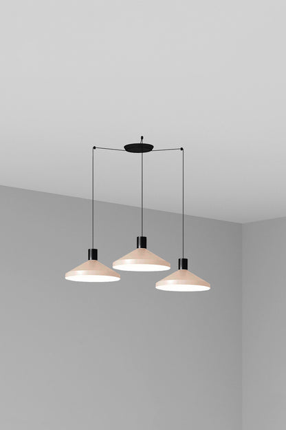 Lámpara colgante KOMBO 400 3L beige de FARO, diseño geométrico en acero para salón y comedor interior, suspensión moderna Nutcreatives 68596-3L