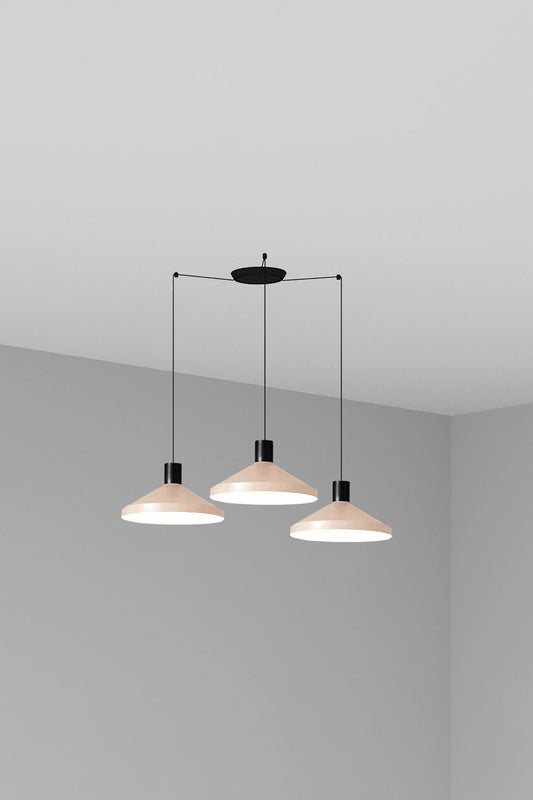 Lámpara colgante KOMBO 400 3L beige de FARO, diseño geométrico en acero para salón y comedor interior, suspensión moderna Nutcreatives 68596-3L