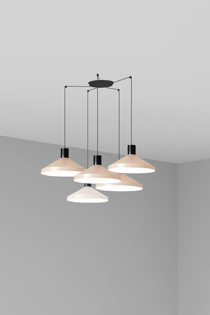 Lámpara colgante Kombo 400 5L beige de Faro, diseño de suspensión en metal para salón o comedor interior