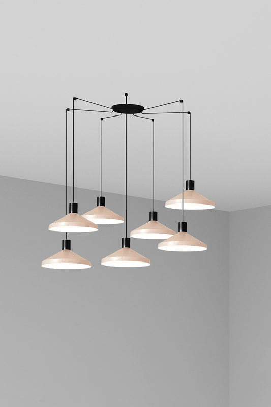 Lámpara colgante KOMBO 400 7L beige de FARO, diseño en metal y acero para iluminación LED interior en el hogar, suspensión moderna ref. 68596-7L