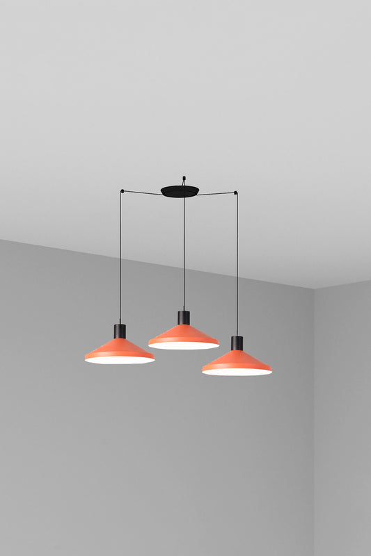 Lámpara colgante KOMBO 400 3L en terracota de FARO, modelo 68597-3L de la colección 6859, luminaria de suspensión interior en acero negro mate para salón y hogar, por NUTCREATIVES