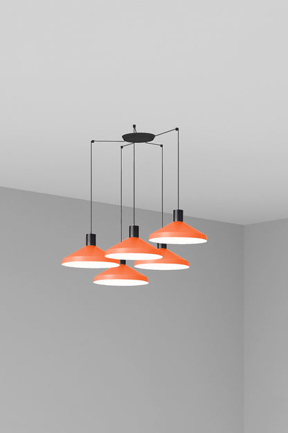 Lámpara colgante KOMBO 400 5L en terracota de FARO, diseño moderno de acero compatible con LED para iluminación interior (modelo 68597-5L)