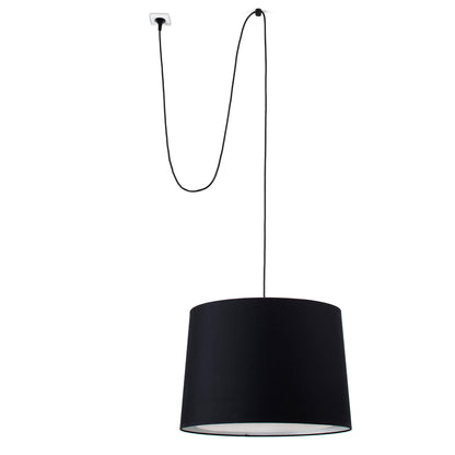 Lámpara colgante CONGA negra con clavija de FARO modelo 68604-56, suspensión interior en acero y textil para iluminación hogar y hospitality, compatible LED E27