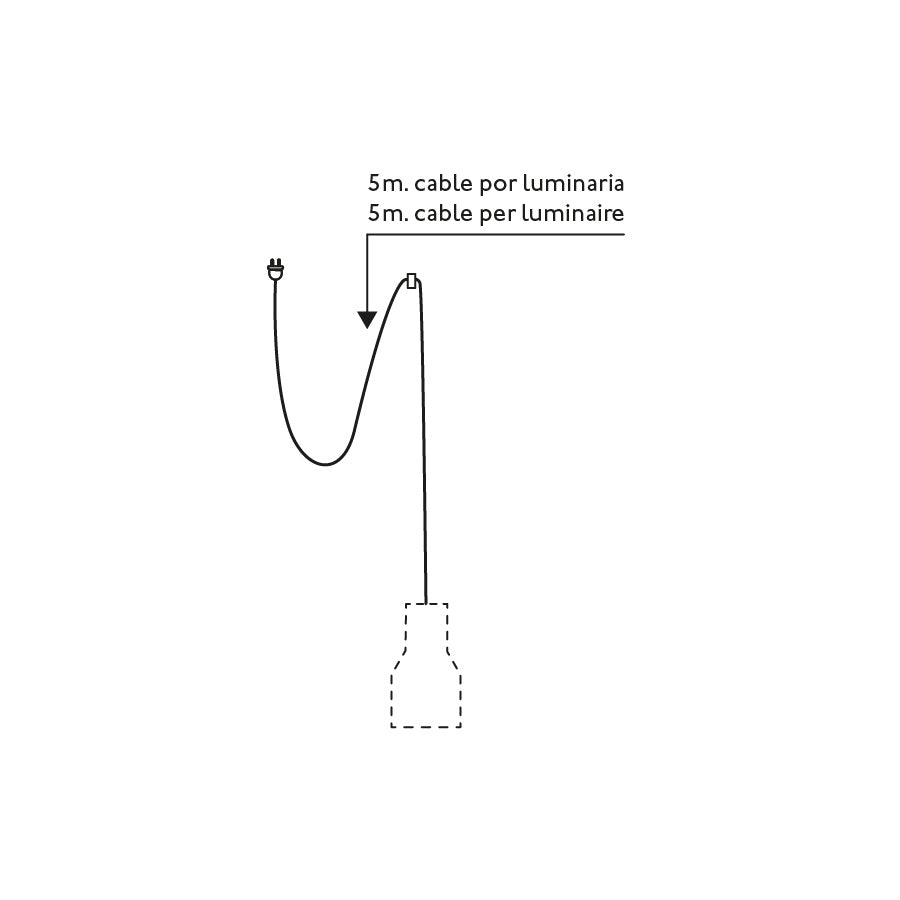 Medidas de la lámpara colgante KOMBO 200 gris con clavija FARO 68604-64, diseño en acero para iluminación interior LED E27 en salón y comedor