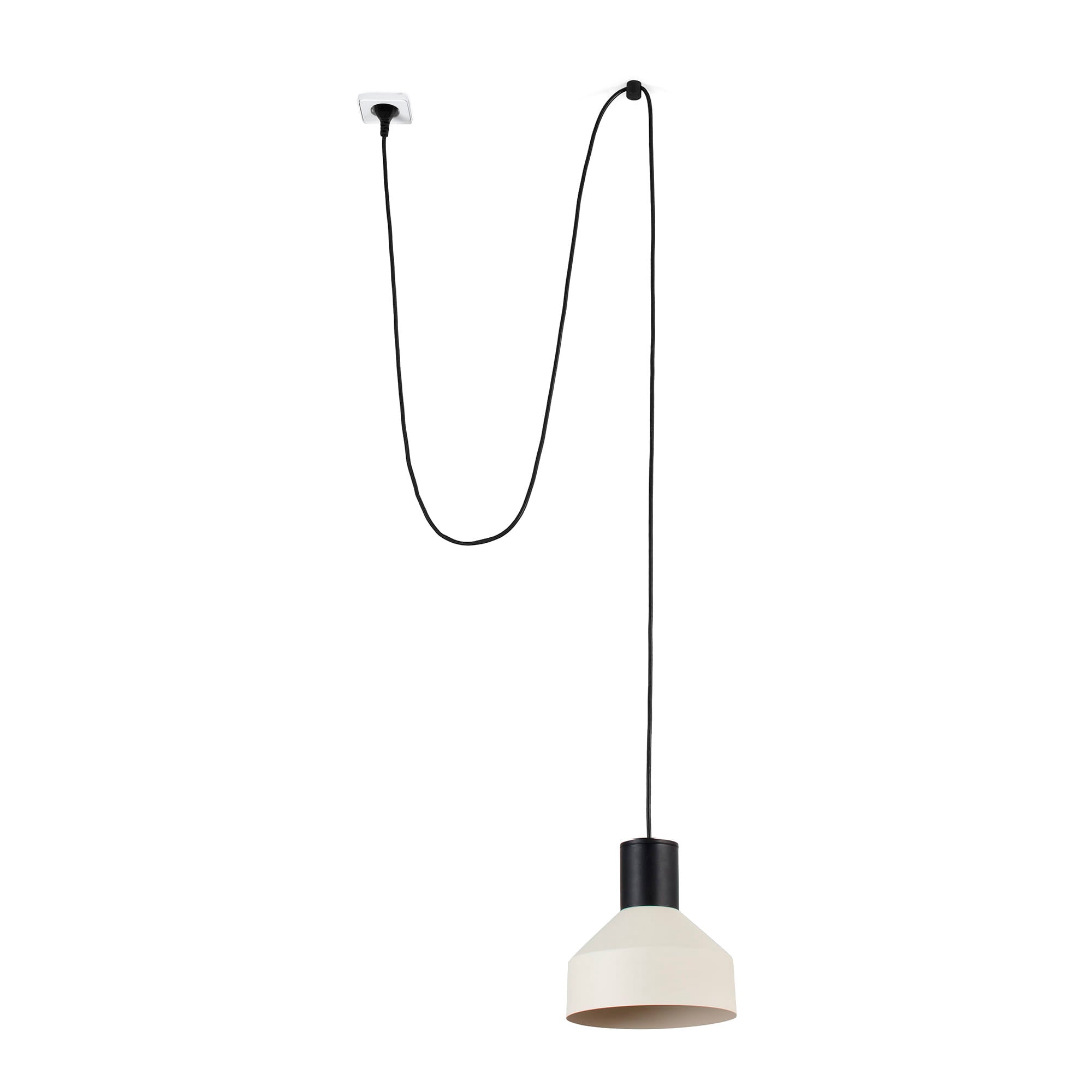 Lámpara colgante moderna KOMBO 200 en beige con clavija FARO 68604-65, suspensión interior de acero para bombillas LED E27
