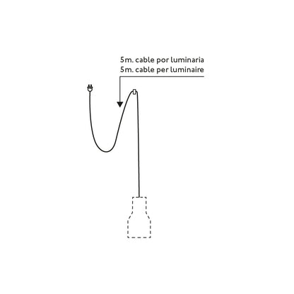 Diagrama de medidas lámpara colgante KOMBO 400 Beige con clavija FARO 68604-67, diseño geométrico acero para salón comedor interior Nutcreatives