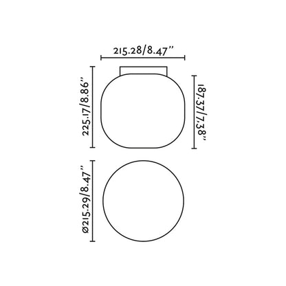 Medidas y dimensiones del Plafon AMELIA Blanco FARO 68610, luminaria de superficie interior en acero y cristal diseño orgánico