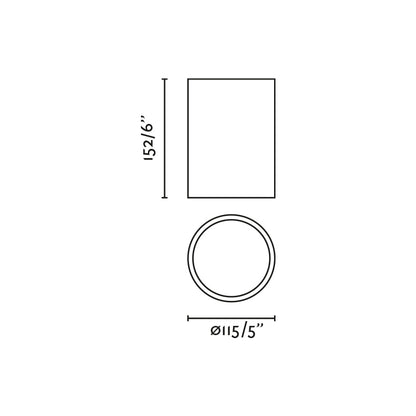 Diagrama de medidas del Plafón LED ROL Blanco 30W FARO 68623, luminaria de superficie en blanco mate con COB LED para iluminación cálida en interiores hogar minimalista