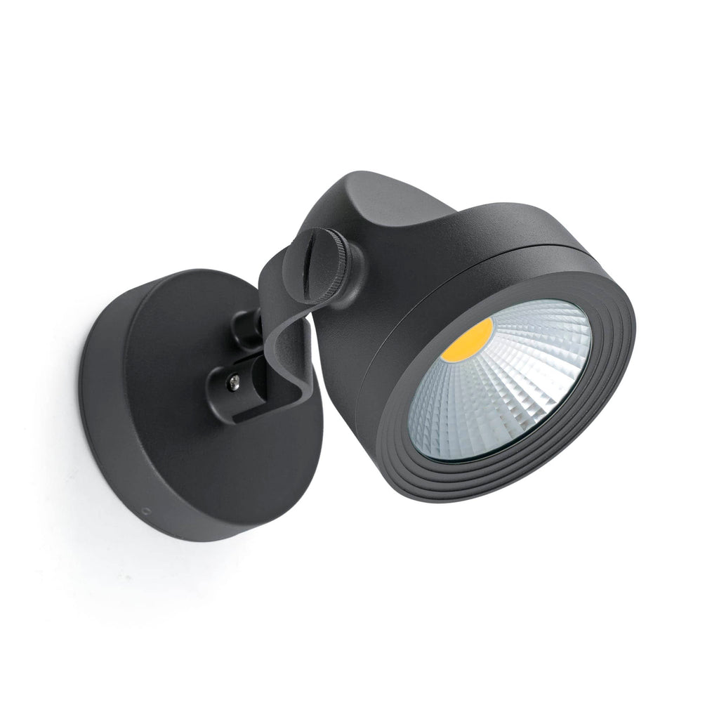 Proyector LED ALFA gris oscuro, faro exterior de aluminio IP65 con COB LED para iluminación de jardín y terraza, luminaria superficie modelo 70025