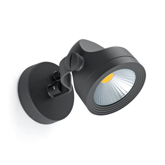 Proyector LED ALFA gris oscuro, faro exterior de aluminio IP65 con COB LED para iluminación de jardín y terraza, luminaria superficie modelo 70025