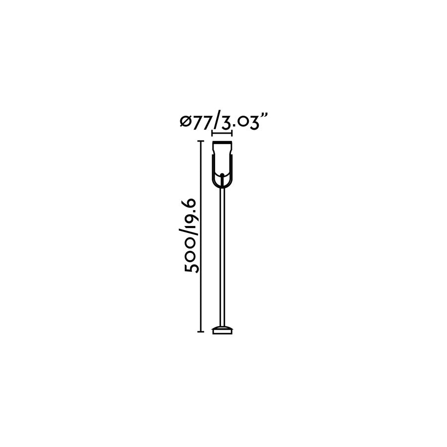 Diagrama de medidas y dimensiones de la Lámpara Proyector SLOT 500 Negro FARO 70036, luminaria exterior de aluminio IP65 para jardín y terraza