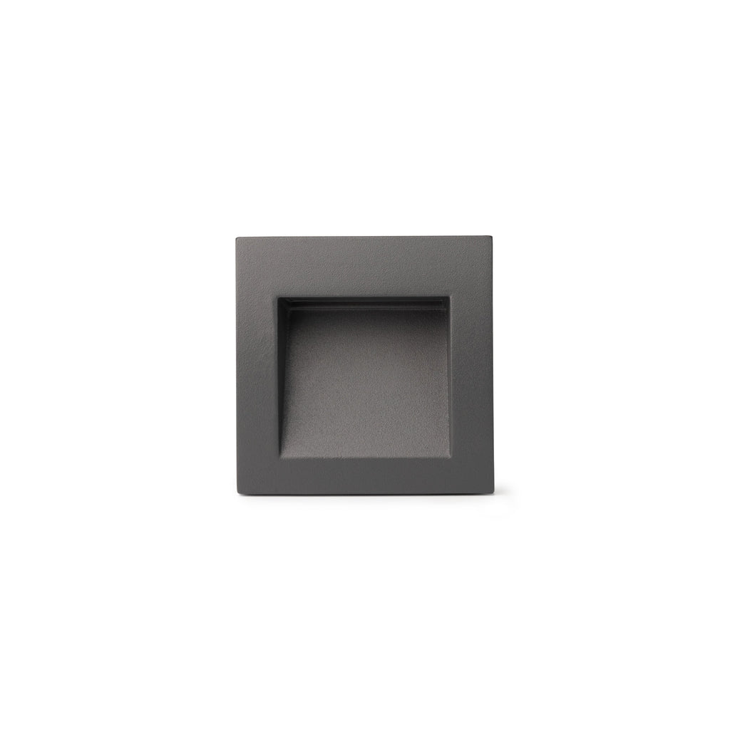 Luminaria LED empotrable SEDNA SQ 90 gris oscuro FARO 70146, ideal para exteriores, jardines y terrazas con IP65 y aluminio resistente.