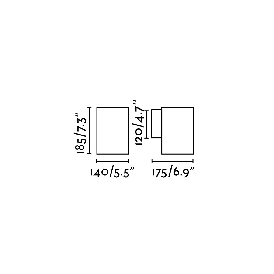 Medidas detalladas del aplique de pared exterior THON 1L Gris oscuro FARO 70283 - luminaria LED IP55 para jardín con cristal opal