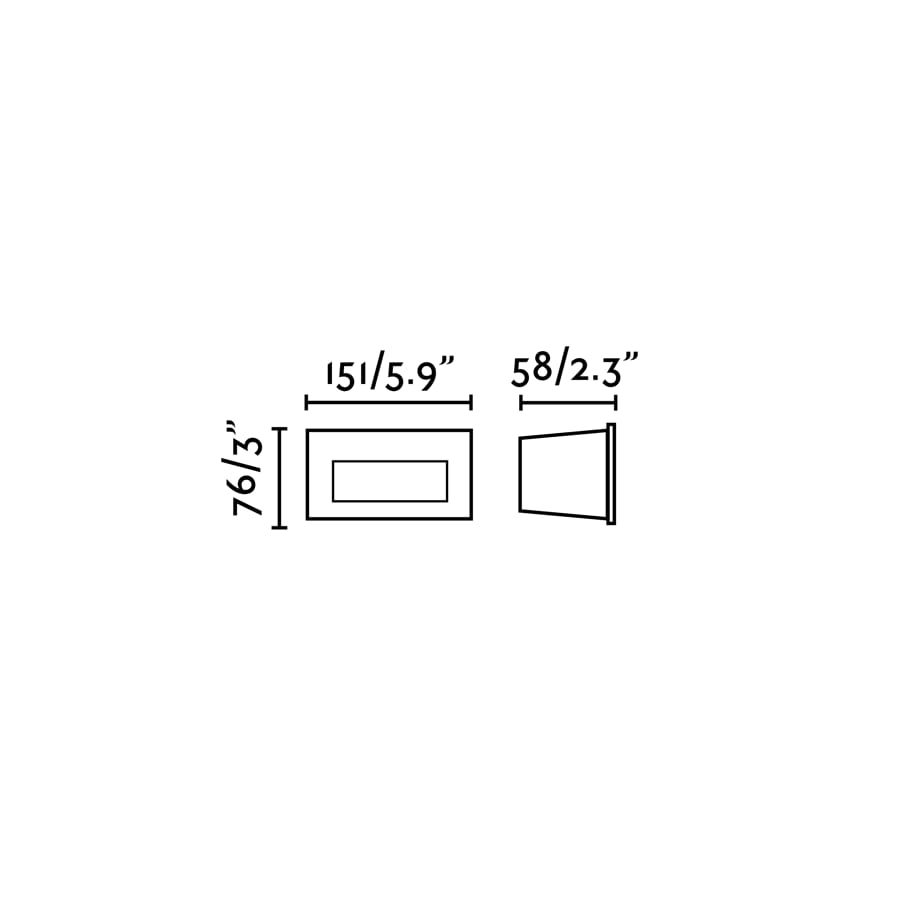 Diagrama de medidas de luminaria empotrable MANI gris oscuro FARO 70289, serie 7142, iluminación exterior LED SMD IP65 en aluminio para caminos y pared