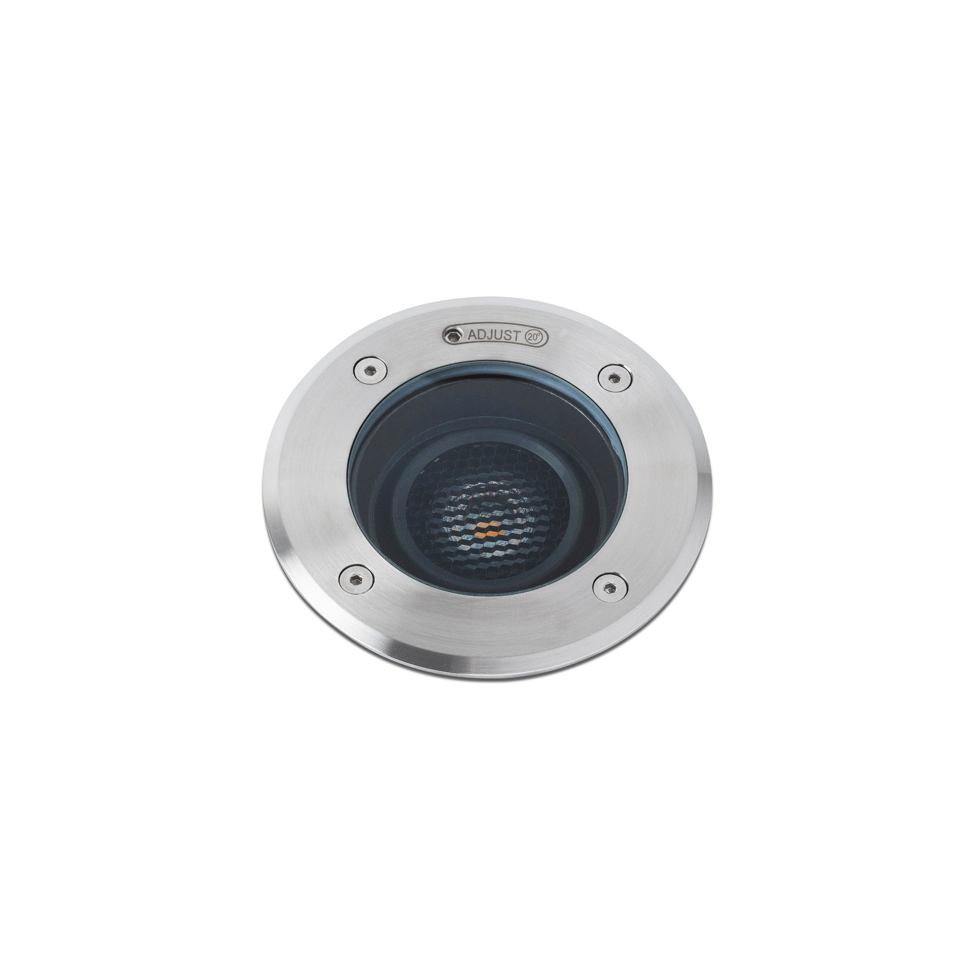Empotrable LED GEISER 180 orientable gris 10° FARO 70308, iluminación exterior para jardín IP67 en acero inoxidable, luminaria suelo anti-glare