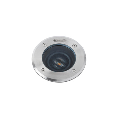 Empotrable LED GEISER 180 orientable gris 10° FARO 70308, iluminación exterior para jardín IP67 en acero inoxidable, luminaria suelo anti-glare