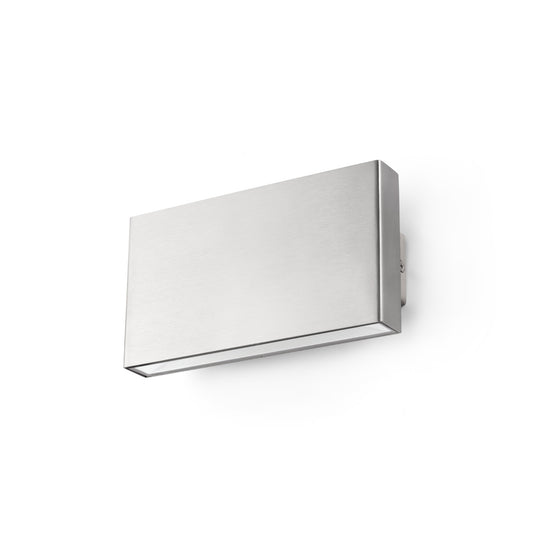 Aplique LED KAULA 180 Inox faro de pared exterior en acero inoxidable IP44, luz cálida 3000K para jardín y terraza