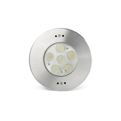Luz empotrable EDEL níquel mate FARO 70455, LED subacuática IP68 acero inoxidable para iluminación piscinas exterior