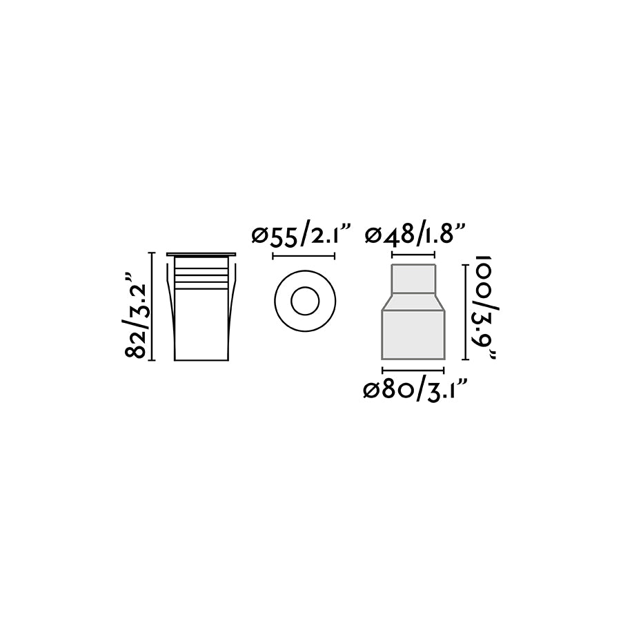 Medidas y dimensiones de luz empotrable CROSBY Gris Luz Cálida FARO 70459N LED exterior IP67 para jardín