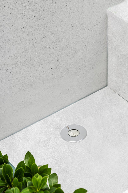 Luminaria empotrable CURTIS gris luz cálida FARO 70462N en jardín exterior, iluminación LED pared IP67 para exteriores