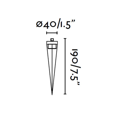 Medidas detalladas de la estaca negra universal para faro FARO 70525, accesorio exterior versátil en ABS anti-corrosión para iluminación de jardín outdoor