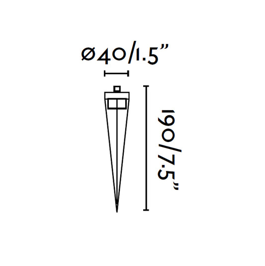Medidas detalladas de la estaca negra universal para faro FARO 70525, accesorio exterior versátil en ABS anti-corrosión para iluminación de jardín outdoor