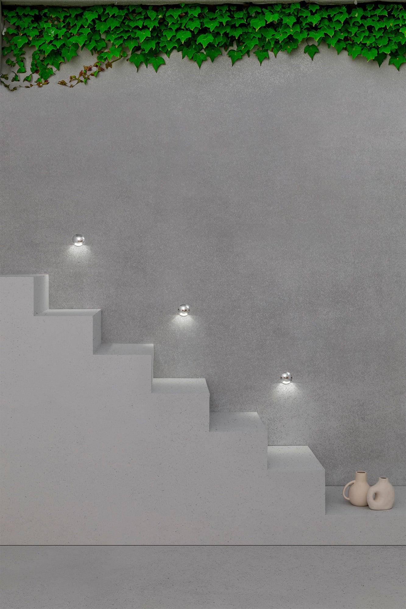 Lámpara superficie KEENAN 1 en níquel mate de FARO, modelo 70546, iluminación exterior contemporánea para jardín con LED SMD IP67 en aluminio de la colección 1062