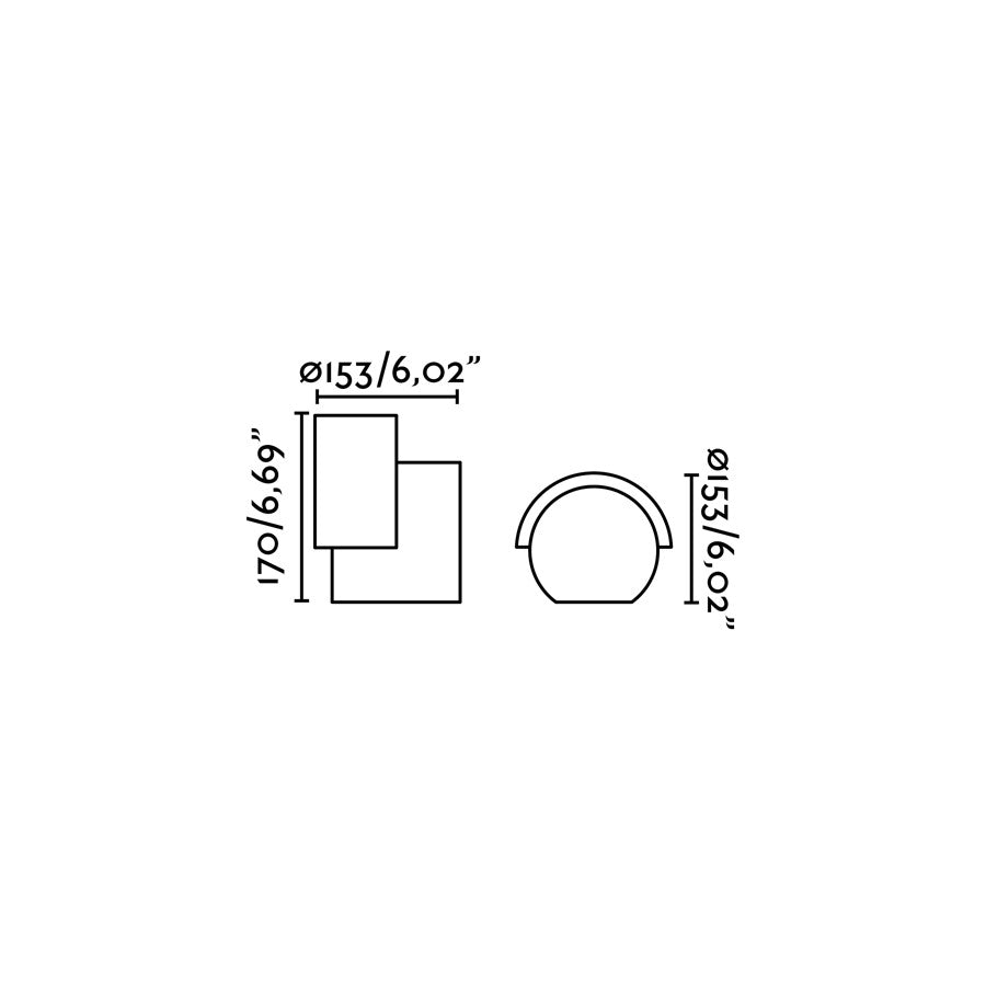 Medidas detalladas del Proyector Bañador de Pared NOBORU Gris Oscuro FARO 70576 - luminaria superficie exterior en aluminio, LED COB IP65 para iluminación de fachadas