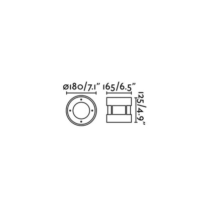 Diagrama de medidas dimensiones Luminaria Empotrable SURIA 180 Inox 24° FARO 70589 exterior jardín terraza LED suelo IP67 IK08 12W