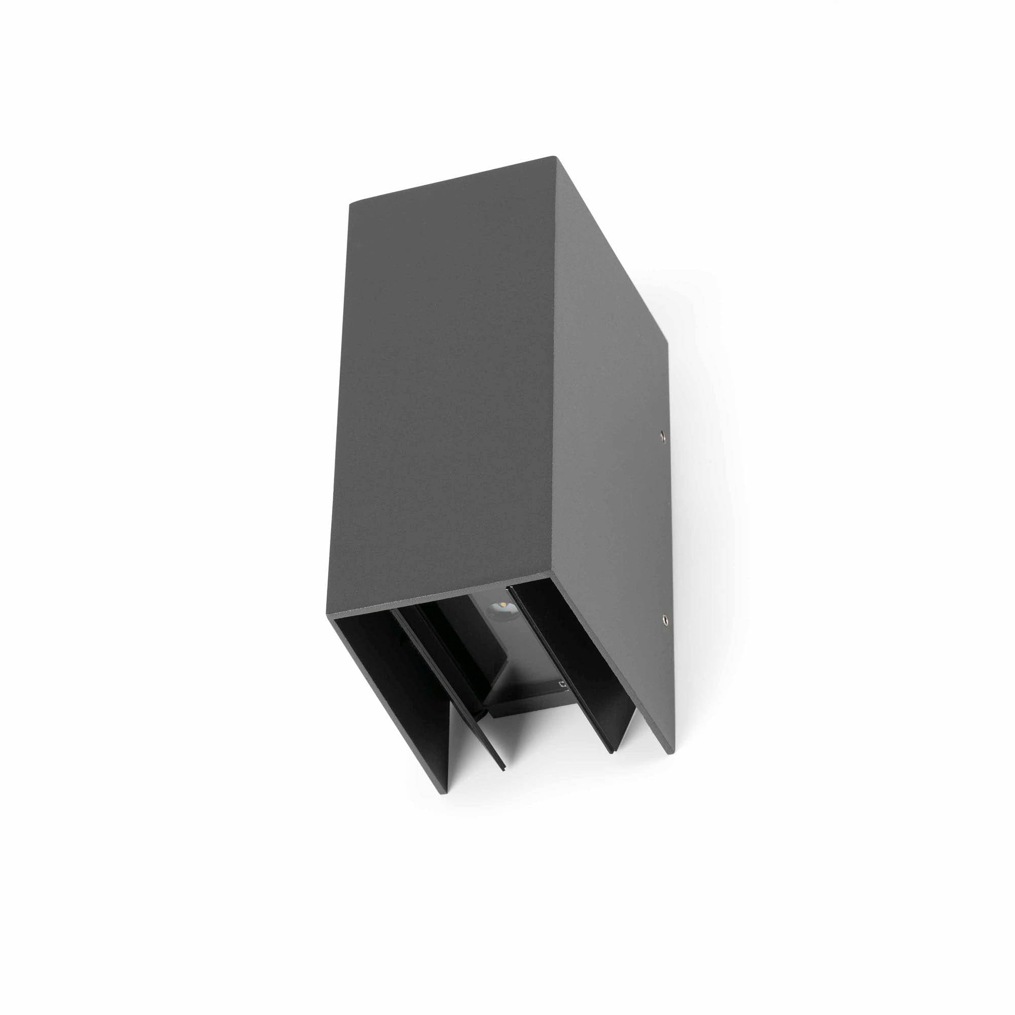 Aplique de pared exterior BLIND gris oscuro modelo 70634 FARO, luminaria superficie IP65 en aluminio y cristal para exteriores LED
