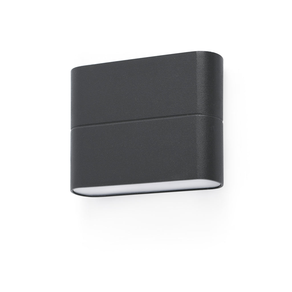 Aplique de pared LED ADAY 113 gris oscuro FARO 70645, luminaria exterior de aluminio y cristal opal para jardín y terrazas