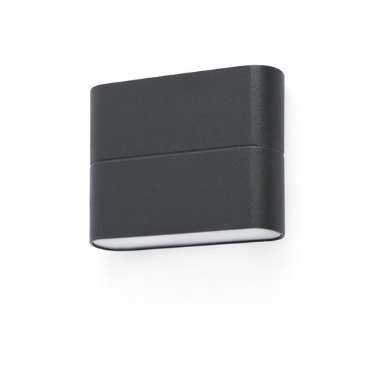 Aplique de pared LED ADAY 113 gris oscuro FARO 70645, luminaria exterior de aluminio y cristal opal para jardín y terrazas
