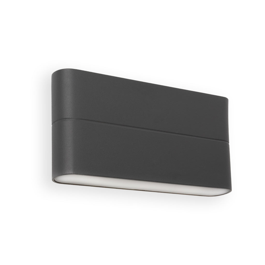 Aplique de pared LED ADAY 175 gris oscuro, modelo Faro 70647, en aluminio con cristal opal para iluminación exterior de jardín y terraza, IP54 resistente al agua