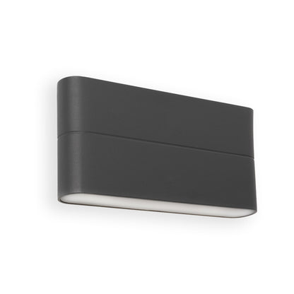 Aplique de pared LED ADAY 175 gris oscuro, modelo Faro 70647, en aluminio con cristal opal para iluminación exterior de jardín y terraza, IP54 resistente al agua