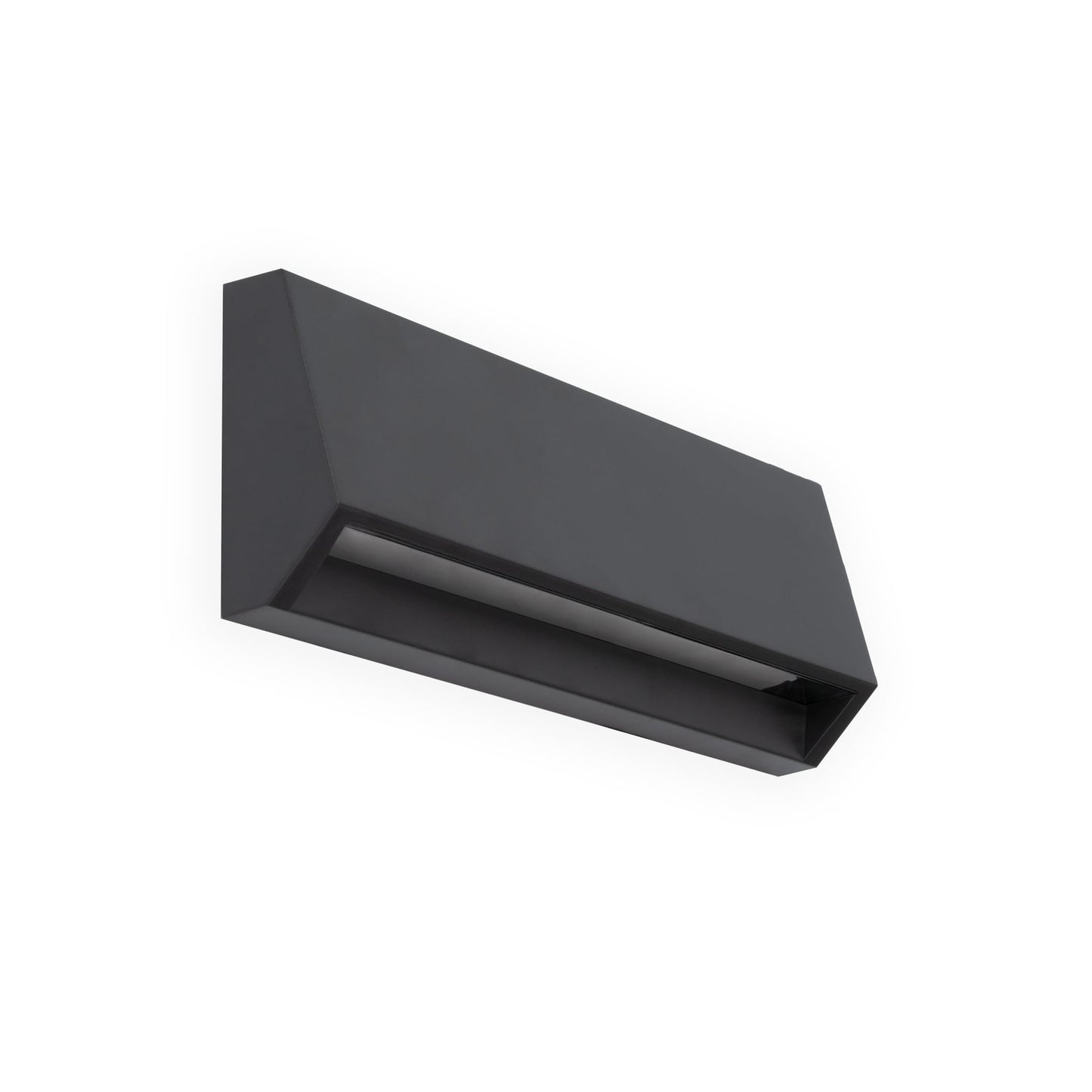 Aplique pared LED MUST 217 gris oscuro FARO 70659, luminaria exterior IP65 IK10 en ABS y policarbonato para jardines y terrazas con luz cálida