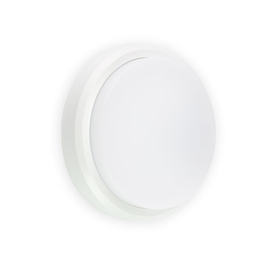 Aplique de pared TOM 220 Blanco FARO 70683, luminaria exterior de superficie en ABS y PC para jardín y terraza, iluminación decorativa moderna