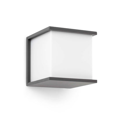 Lámpara de pared exterior KUBICK gris oscuro FARO 70689, aplique contemporáneo de aluminio IP44 para iluminación exterior